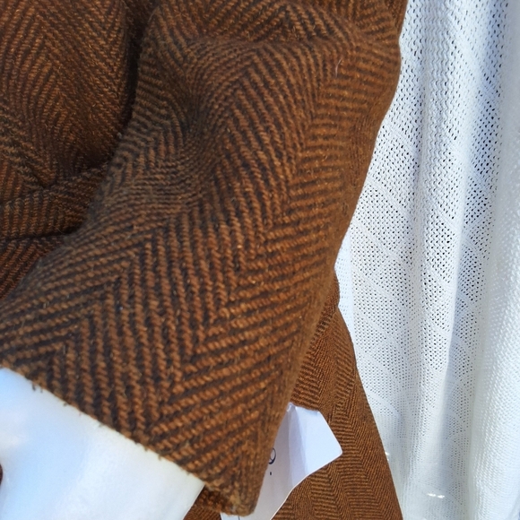 Vintage  tweedy double breasted wool Trench L- 1X NWT - Picture 11 of 16